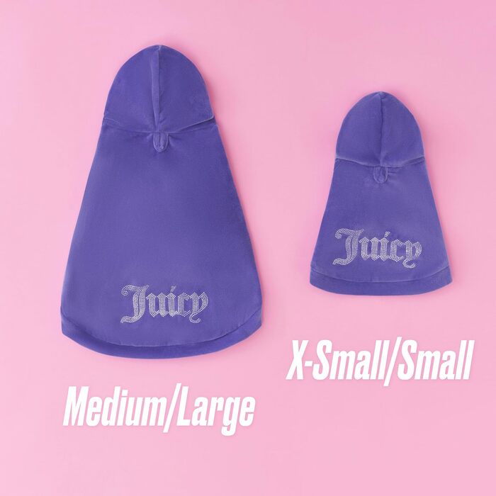 Капюшонний халат Juicy Couture Bling Velours для домашніх тварин – Рожевий – Розмір XS/S (0,9–3,2 кг) – для собак та котів