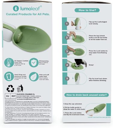LumoLeaf Ізольована термофляга для собак, 800 мл - Зберігає воду холодною або теплою годинами, міцна та портативна для подорожей, широке горлечко для зручного наповнення та миття (Зелена, 800 мл)