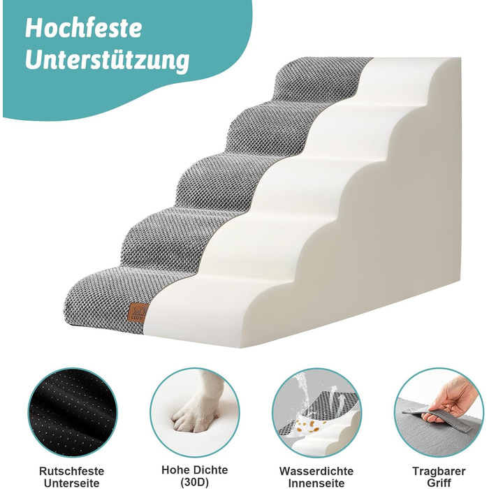 Сходинки для собак COZY KISS: зручні та міцні для малих собак, сірі (83x50x57 см)