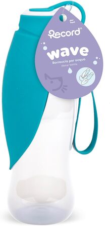 Водяний диспенсер Record з пляшкою - практичний та функціональний - силікон, 400 мл, 8 x 23 см, колір морської хвилі - для прогулянок та подорожей