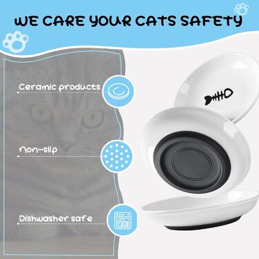 Набір мисок для котів з кераміки (3 шт.) з антиковзними килимками - Katzennapf