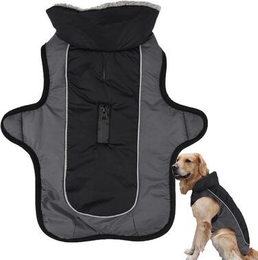Водонепроникний зимовий одяг для собак | Тепла куртка для собак з флісовою підкладкою, регульовані лямки | Для маленьких та середніх собак (Чорний)