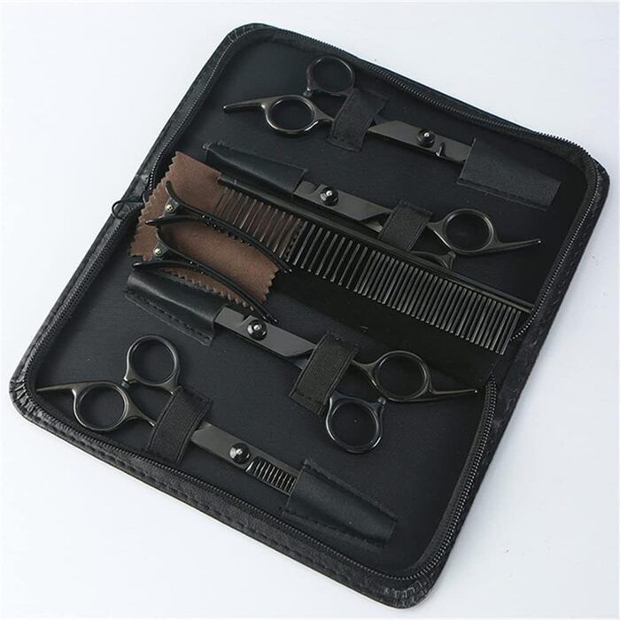 Набір ножиць для грумінгу собак 6.7 дюймів, для тіла, лап та обличчя, з безпечними закругленими кінчиками, чорний