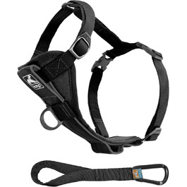 Шлейка для собак Kurgo Tru-Fit Smart XL, чорна, з м'якою нагрудною частиною та D-кільцем, з автомобільним ременем безпеки