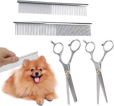 Набір професійних ножиць для грумінгу собак та котів Wenlai (4 шт.), нержавіюча сталь, для догляду за шерстю