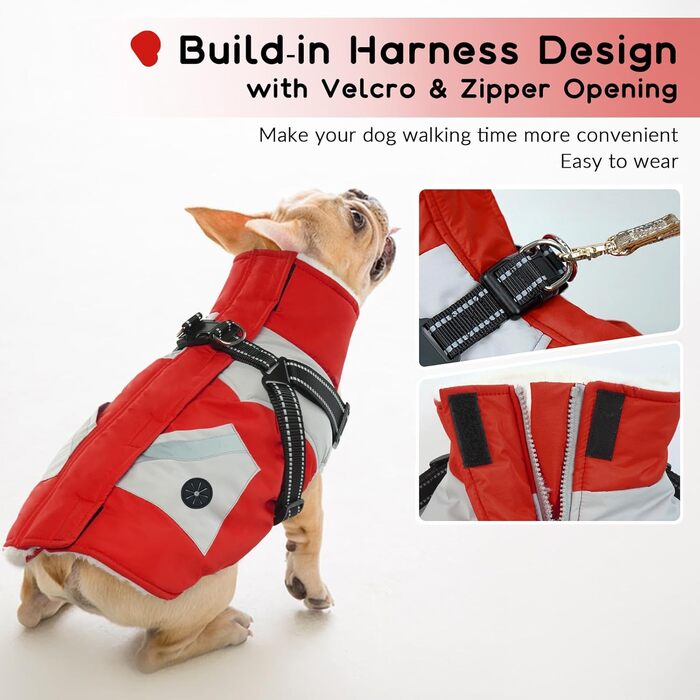 Зимовий одяг для собак, теплий зимовий одяг для маленьких собак, водонепроникний одяг для собак, одяг для собак чихуахуа (червоний, XS) XS (обхват шиї - 26 см, обхват грудей - 35 см) Червоний