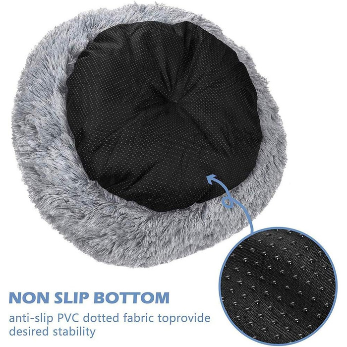 Крісло-гніздо для кота/собаки Donut, затишне ліжко для домашніх тварин з м'якою оббивкою, кругле, плюшеве, 60 см, світло-коричневе