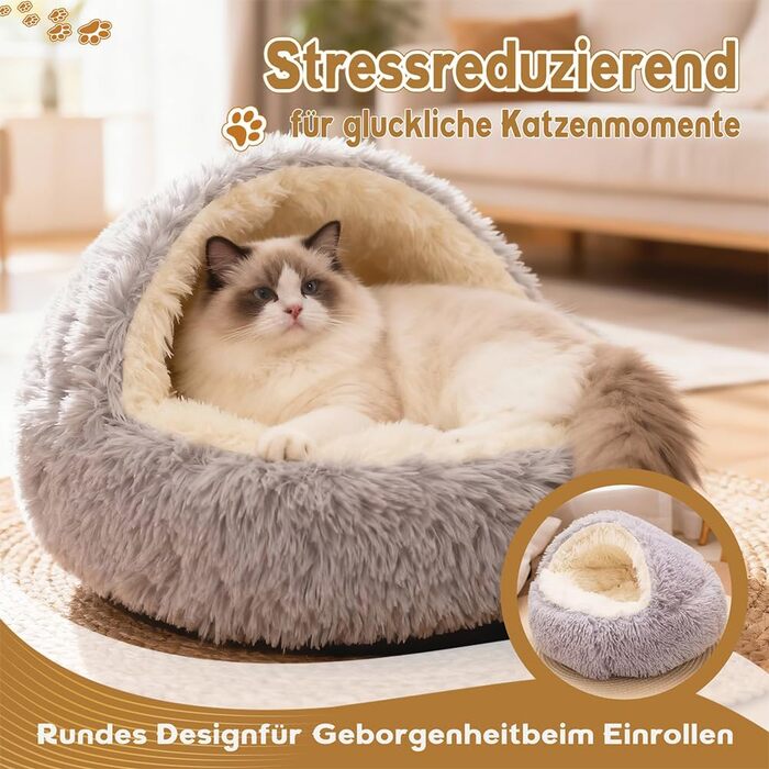 М'яке ліжко для кота, 50 см, затишне котяче ліжечко для маленьких кошенят та великих котів, миється, підходить для собак, тепле зимове ліжко для котів та собак