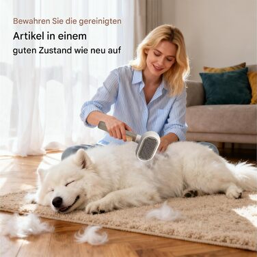 Щітка для собак з довгою шерстю: видаляє підшерсток, масажує, 3 насадки, для котів та собак, для дому