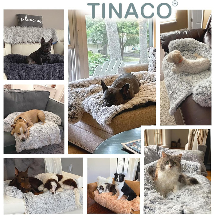 Розкішний м'який лежак-мат для собак і котів Tinaco, знімний чохол, плюшевий, довгий ворс, водонепроникна підкладка, машинне прання, для малих, середніх і великих тварин