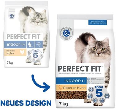 Сухий корм для дорослих котів Perfect Fit Indoor 1+, курка, 7 кг