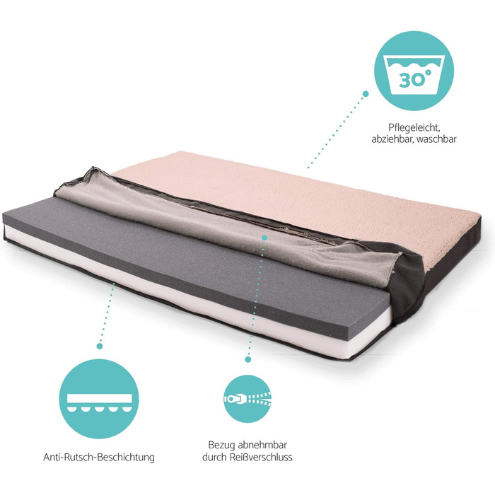 Баллу Лежанка для собак, коричнева, ортопедична, знімний чохол, XXL (120x100x10 см)