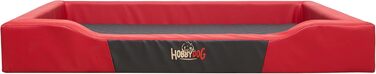 Ліжко для собак - Корзина для собак маленьких, середніх та великих порід - М'яке ліжко для собак з штучної шкіри - Знімний та пральний чохол - Deluxe - Розмір M - Червоний M - 93 x 62 см Червоний