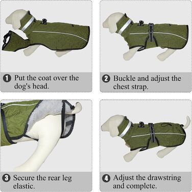 Водонепроникна куртка для собак на зиму: тепла, з підкладкою з флісу, з отвором для повідка, для малих, середніх та великих собак (XL, зелена)