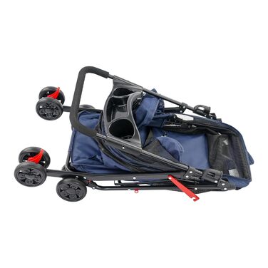 Складаний візок для собак, вантажопідйомність 18 кг, бугі для маленьких собак, візок для котів (Морська синя)