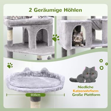 Дряпальня для котів Globlazer XXL, чорно-червона, 183 см, з будиночком, гамаком, платформами, кошиком, для великих порід (Maine Coon, BKH)