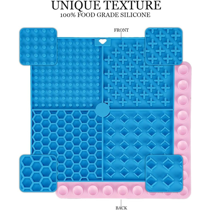 Килимок для собак з міцними присосками, заспокоює, преміум-якість, 2 шт., з лопаткою та щіткою, повільний годівник, підходить для купання, дресирування та догляду, блакитний