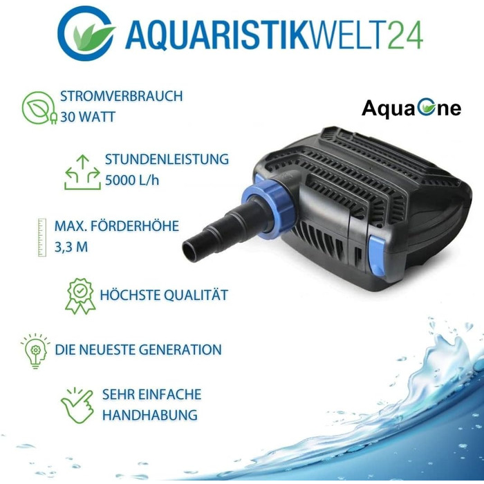 Комплект фільтрації для ставка AquaOne CPF-15000 з насосом, UV-лампою 30 Вт, для ставків до 30 000 л, фільтр, шланг