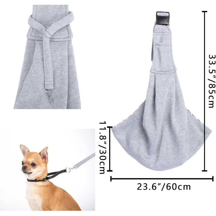 Сумка-слінг для тварин, переноска для котів та собак, зручна переноска на плечі (сірий)