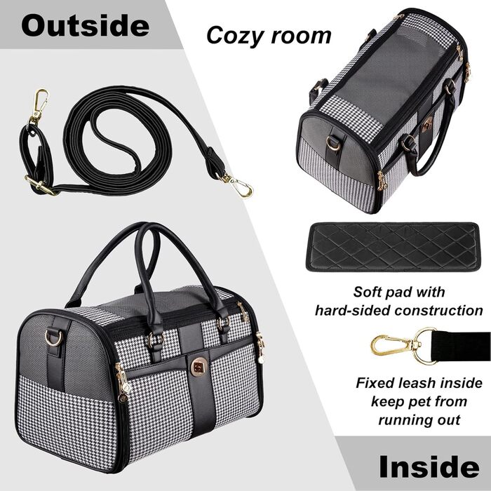 Сумка-переноска для собак NewEle Fashion, чорна, для маленьких собак до 4.5 кг, з великими кишенями, підходить для подорожей (авіакомпанії)