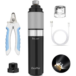 Шліфувальник кігтів для собак і котів Casifor з LED-підсвічуванням, тихий, чорний