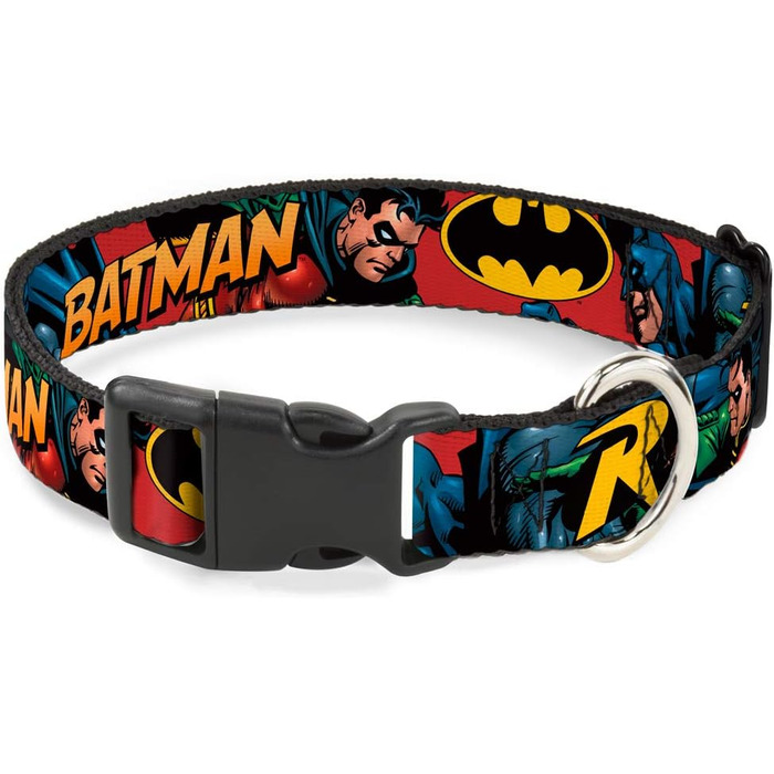 Нашийник для собак з пряжкою, мотив Бетмена, ланцюгові ланки, 33-45,7 см, ширина 3,8 см (Бордовий)