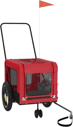 Перетягувач для собак на велосипеді Robuster - Oxford, залізо, PVC, червоний & чорний, 120x54,5x53 см - з PVC-дах та зручною платформою, для маленьких собак та домашніх тварин, модель 93929