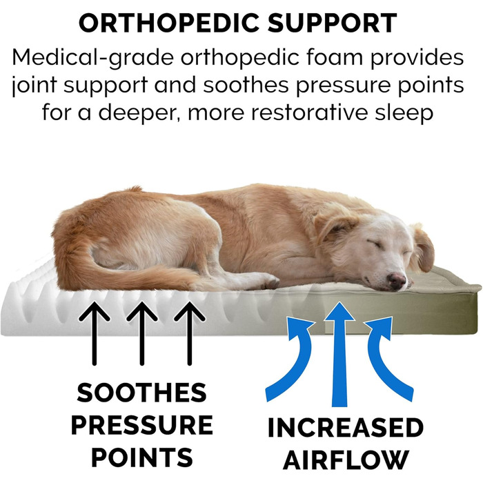 Гірчичне собаче ліжко Furhaven з охолоджуючим гелем, водонепроникне, для собак середніх та маленьких порід (до 15,9 кг), знімний, пральний чохол, для дому та вулиці, розмір L (102 x 81 x 10 см)
