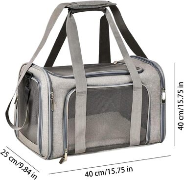 М'яка переноска для котів та собак, переноска-сумка для подорожей | Зручна, дихаюча переноска для тварин, складана переноска для собак та котів (Сіра)