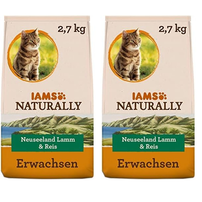 Сухий корм для котів IAMS Naturally з ягням та рисом, 2.7 кг (набір з 2 упаковок)