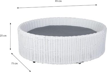 Крісло-ліжко для собак Greemotion з білого поліротангу з подушкою, 85 x 25 x 75 см