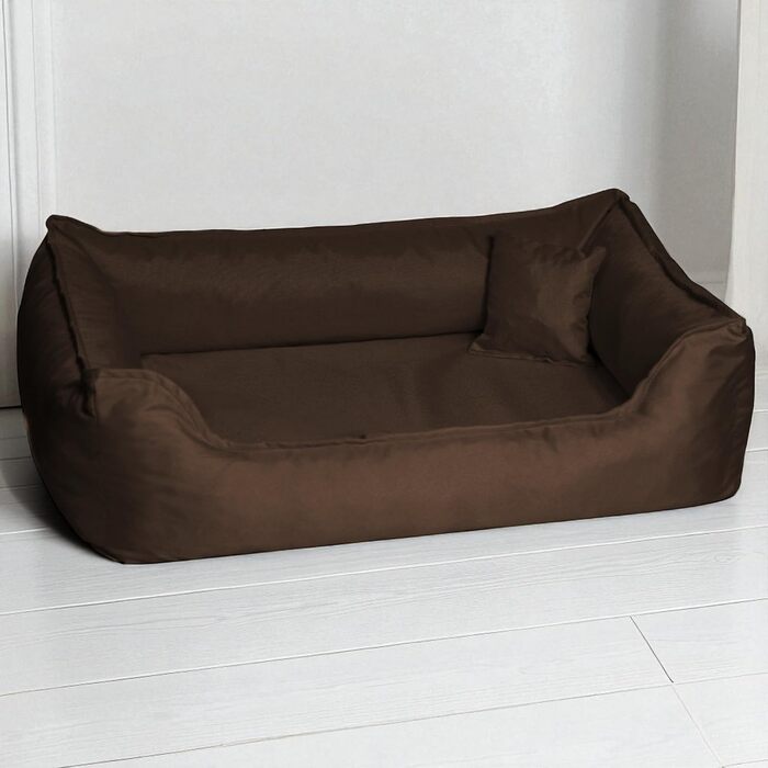 Ортопедичне ліжко для собак Tierlando® Donald, прямокутне, з матрацом з віскоеластомеру, міцний оксфордський поліестер, неслизьке дно | 100x75 см | Колір: коричневий