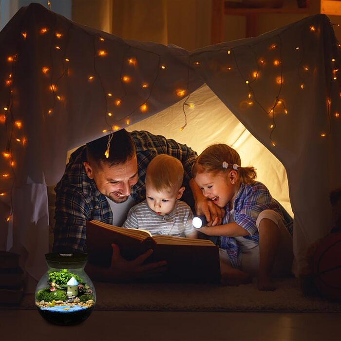 Скляна ваза-акваріум Balacoo для міні-ландшафту, тераріуму, рибок, з підсвічуванням, 14x13x13 см, біла