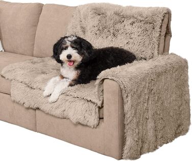 Плед Furhaven Snuggly Spot із довгим штучним хутром для захисту меблів, кутовий, машинне прання, колір тауп, універсальний розмір