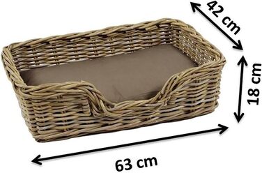 Корзина для собак Kobolo з ротанга з подушкою, 63x42x18 см