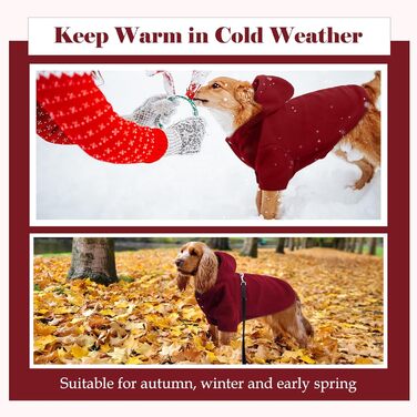 Теплий флісовий худі Nanaki для великих собак з отвором для повідка та капюшоном. Червоний, для хлопчиків та дівчаток, підходить для Біглів (XL, 68 см)