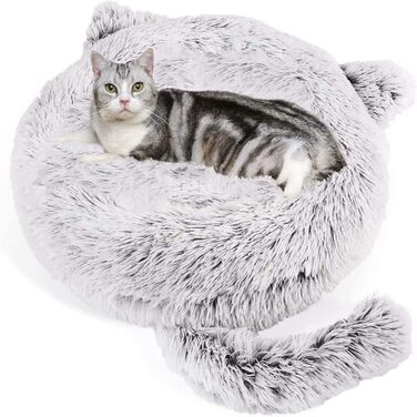 Крісло-гніздо для котів та собак, плюшеве, 55 см, сіре. Зручне ліжко для кота та собаки, антиковзаюче, миється