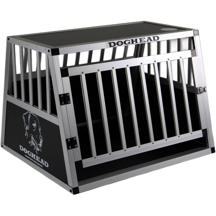 Транспортна переноска для собак DOGHEAD Ecoline, 70x60x50 см, алюмінієва, чорний/срібний колір