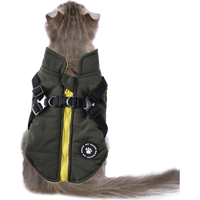 Зимовий теплий одяг для собак: жилет та куртка з повдком, водонепроникний костюм Baumwolle (зелений, S)