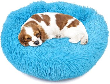 М'яке ліжко для собак та котів Donut 50 см - блакитне, для маленьких та середніх порід