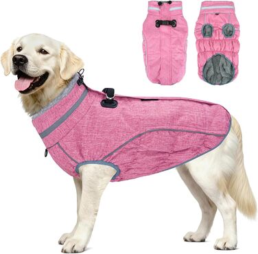 Водонепроникний та вітронепроникний теплий зимовий накид для собак, розмір M (рожевий, XL), з інтегрованою шлейкою, для цуценят та маленьких/великих собак