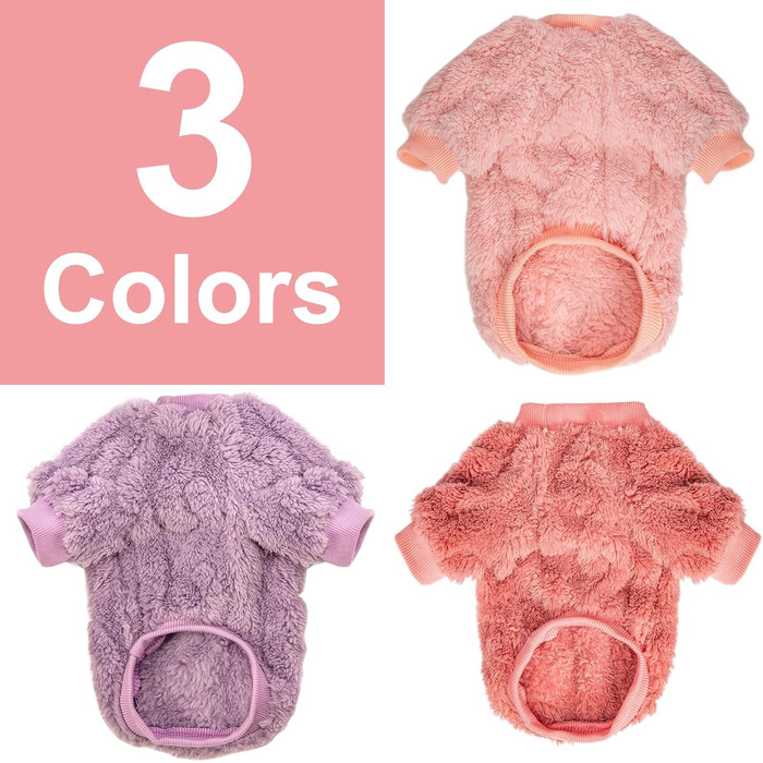 Теплий пуловер для собак та котів, 3 шт. в наборі (рожевий, фіолетовий, рожево-червоний), розмір Medium