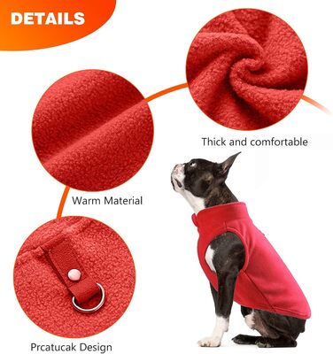 PETCUTE Тепла куртка для собак, зимовий одяг для собак, жилет для великих собак, теплий жилет для собак з шлейкою, ідеально підходить для зими, м'який флісовий жилет фіолетового кольору (S, червоний)