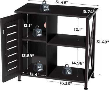 Акваріумна тумба Herture PG07YGB з металевим каркасом, шафкою, 80x40 см, вантажопідйомність 150 кг, чорна