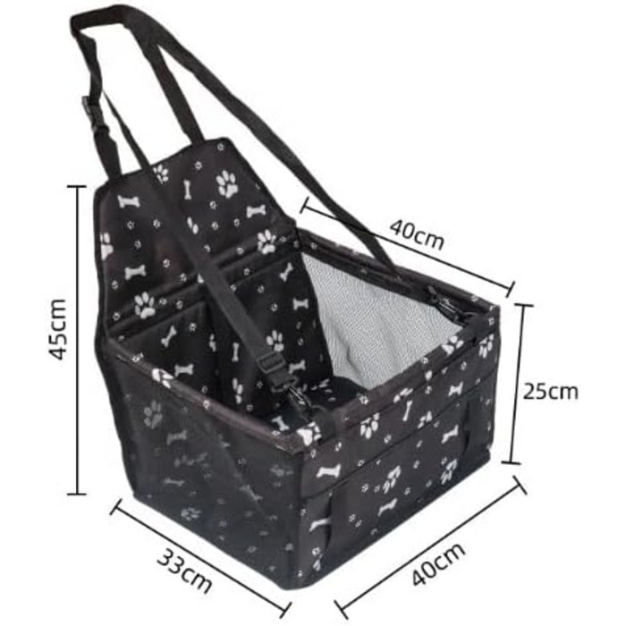 Автомобільний лежак для собак, переноска для собак в авто, 40x33x25 см (Чорний)