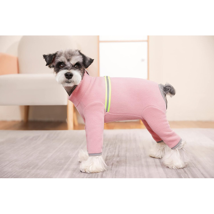 Теплий зимовий одяг для собак: теплий флісовий костюм з світловідбиваючим блискавкою, піжама для собак, костюм (XL, Рожевий)