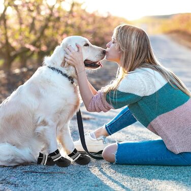 4 шт. собачі черевики, захист лап, водонепроникні собачі чоботи з світловідбиваючими ременями, регульовані, миючі, захисники лап для маленьких, середніх та великих собак, чорний