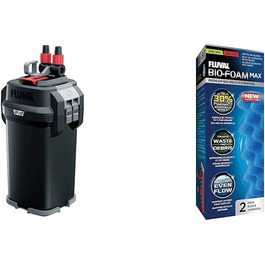 Зовнішній фільтр Fluval 207 для акваріумів 60-220 л, 780 л/год, 10 Вт + Bio-Foam MAX поролоновий фільтр, 2 шт, збільшена площа поверхні, для Fluval 207/307