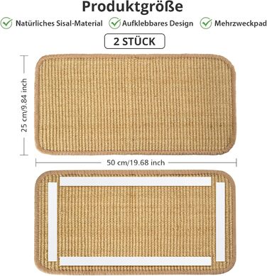Килимок для дряпання котів з сизалю, 2 шт., 50x25 см - захист від подряпин меблів
