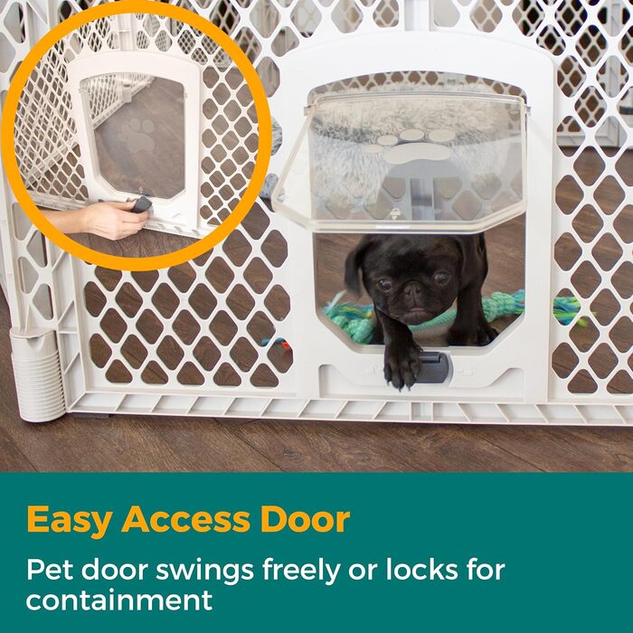 Laufstall для собак North States MYPET Petyard, 6 панелей, 66 см, для дому та вулиці, сірий